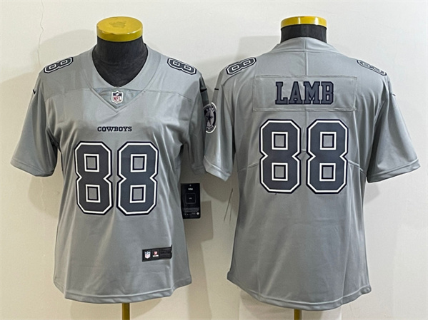 Women's Dallas Cowboys #88 CeeDee Lamb Gray Atmosphere Fashion Stitched Jersey(Run Small)